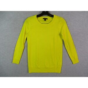 J Crew Womens Sweater 2XS Chartreuse 100% Merino Wool Knit Pullover Preppy‎